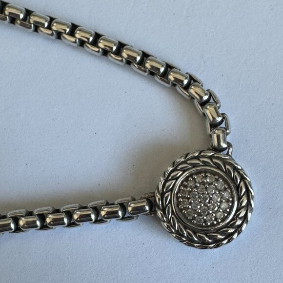 JAI Sterling Silver Box Chain Diamond Necklace - Picture 3 of 4